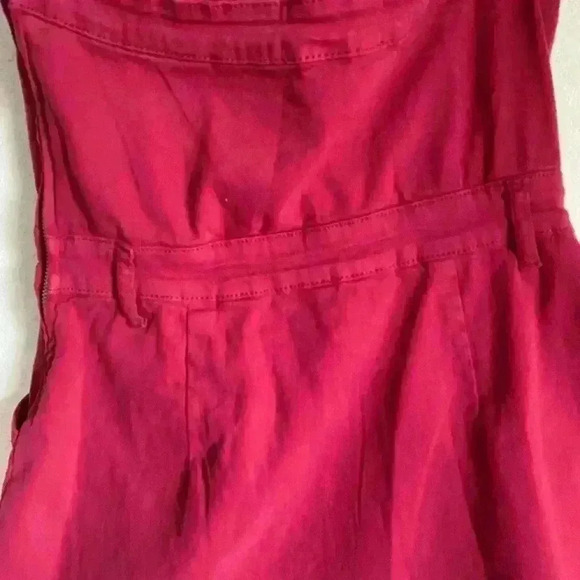 Hausen Malia Romper Dress Strapless Pleated Cranberry Red Playful Coquette L - Picture 9 of 13